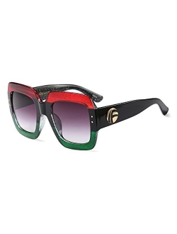 Oversized Square Sunglasses Multi Tinted Glitter Frame Stylish Inspired B2276