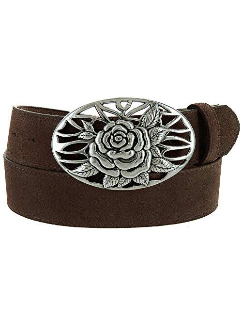 Square Buckle Casual Jean Suede Leather Belt for Women 1 1/2" Wide