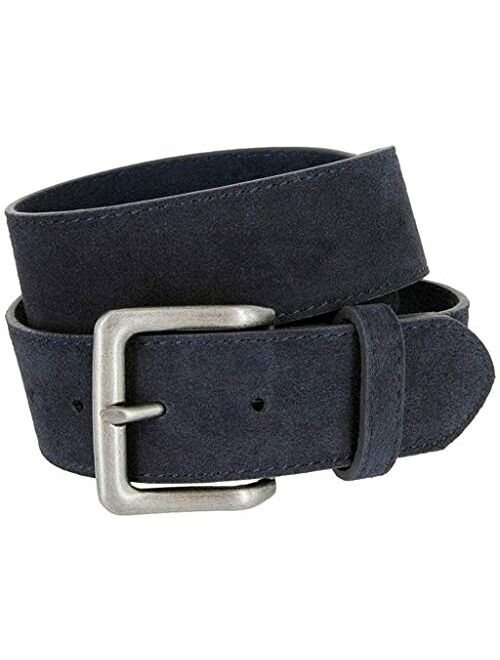 Square Buckle Casual Jean Suede Leather Belt for Women 1 1/2" Wide