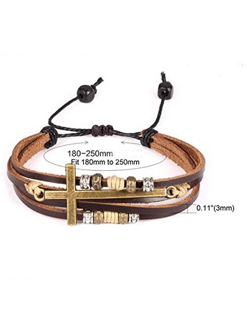 Feraco Religious Cross Wrap Bracelets Women Leather Christian Jewelry for Confirmation Gifts, Adjustable