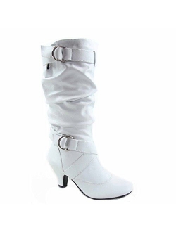 Link Maggie-39 Women's Fashion Low Heel Zipper Slouchy Mid-Calf Boots Shoes