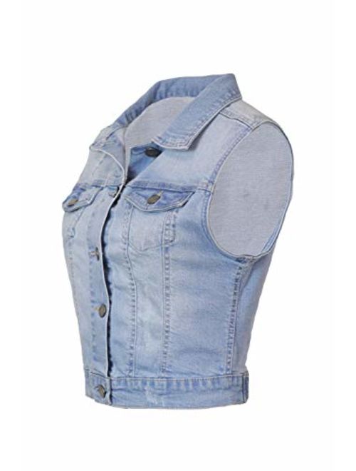 StyLeUp Women's Classic Casual Vintage Denim Jean Jacket/Vest Regular & Plus Size