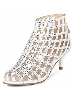 LizForm Women Cutout Sandal Boots Open Toe Stiletto Sandals Back Zipper Dress Shoes High Heels Boots