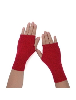 Flammi Women's Knit Fingerless Gloves Cashmere Mittens Warm Thumb Hole Gloves