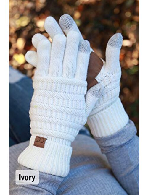 Funky Junques Beanies Matching Winter Lined Warm Knit Touchscreen Texting Gloves