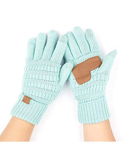 Funky Junques Beanies Matching Winter Lined Warm Knit Touchscreen Texting Gloves