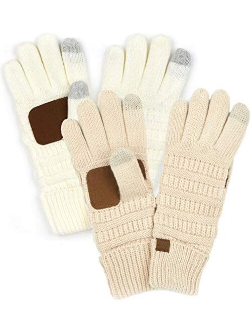 Funky Junques Beanies Matching Winter Lined Warm Knit Touchscreen Texting Gloves