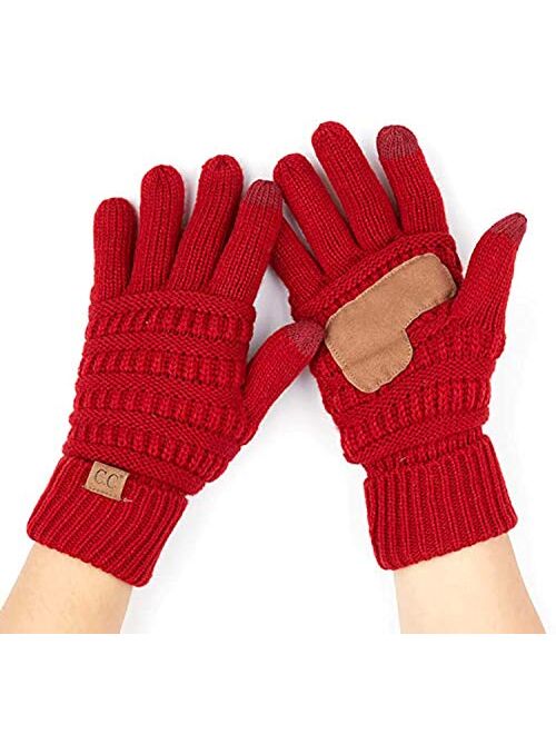 Funky Junques Beanies Matching Winter Lined Warm Knit Touchscreen Texting Gloves