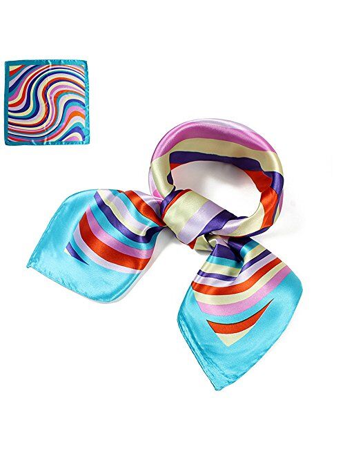 QBSM Womens 23.6 inch Satin Silk Feeling Formal Square Neck Scarf Head Hair Wraps