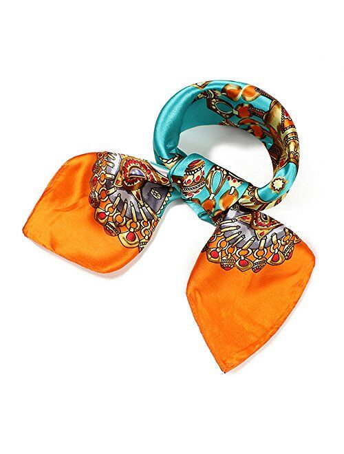 QBSM Womens 23.6 inch Satin Silk Feeling Formal Square Neck Scarf Head Hair Wraps