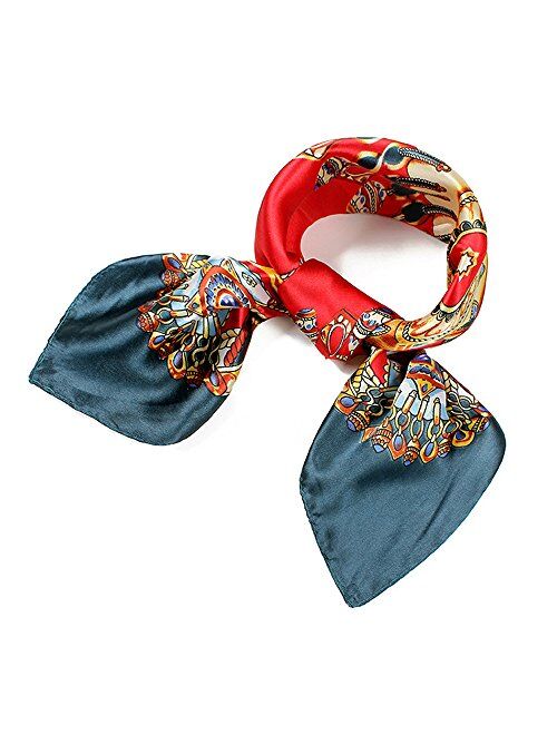 QBSM Womens 23.6 inch Satin Silk Feeling Formal Square Neck Scarf Head Hair Wraps