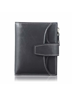 FT FUNTOR RFID Leather Wallet for Women, Ladies Card Holder Wallet, Small Compact Bifold Pocket Wallet with ID Window