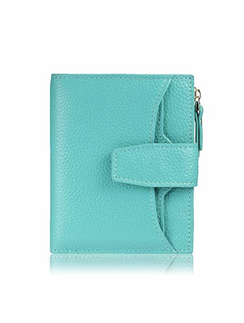 FT FUNTOR RFID Leather Wallet for Women, Ladies Card Holder Wallet, Small Compact Bifold Pocket Wallet with ID Window