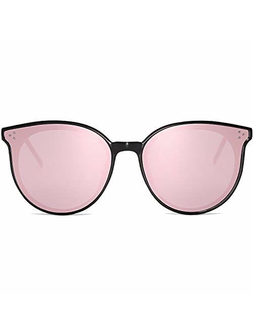 SOJOS Classic Retro Round Oversized Sunglasses for Women with Rivets DOLPHIN SJ2068