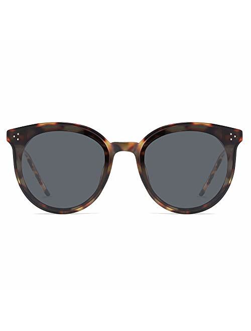 SOJOS Classic Retro Round Oversized Sunglasses for Women with Rivets DOLPHIN SJ2068