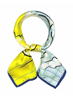 100% Pure Mulberry Silk Small Square Scarf -21'' x 21''- Breathable Lightweight Neckerchief -Digital Printed Scarf