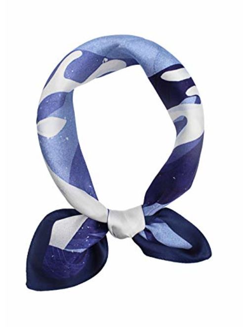 100% Pure Mulberry Silk Small Square Scarf -21'' x 21''- Breathable Lightweight Neckerchief -Digital Printed Scarf