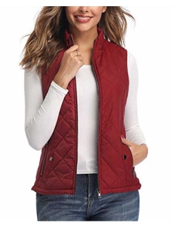 LONGKING Women's Outwear Vest - Stand Collar Lightweight Zip Quilted Vest for Women