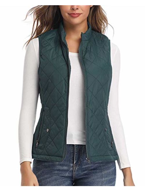 LONGKING Women's Outwear Vest - Stand Collar Lightweight Zip Quilted Vest for Women