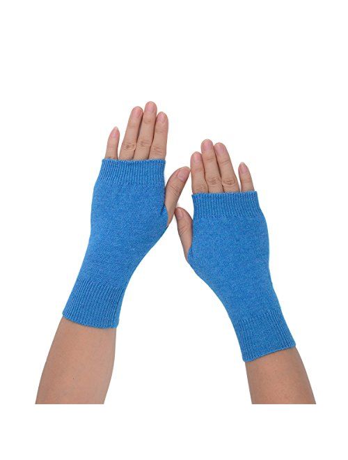 Flammi Women's Knit Fingerless Gloves Cashmere Mittens Warm Thumb Hole Gloves