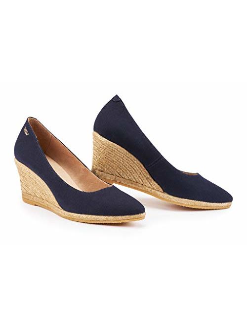 VISCATA Handmade in Spain Roses 2.75-inch Elegant Style, Soft Canvas, Slip-on Wedge Pump, Espadrilles Heel