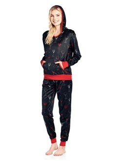 Ashford & Brooks Women's Mink Fleece Hoodie Pajama Set