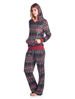 Ashford & Brooks Women's Mink Fleece Hoodie Pajama Set