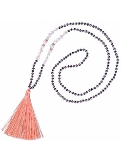 KELITCH Long Tassel Necklace Handmade Shell Pearl Crystal Beads Necklace for Women