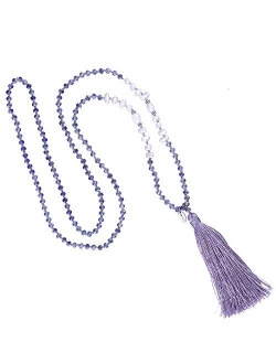 KELITCH Long Tassel Necklace Handmade Shell Pearl Crystal Beads Necklace for Women