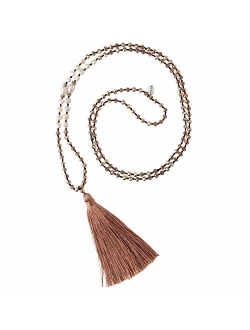 KELITCH Long Tassel Necklace Handmade Shell Pearl Crystal Beads Necklace for Women