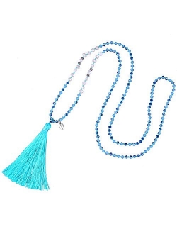 KELITCH Long Tassel Necklace Handmade Shell Pearl Crystal Beads Necklace for Women