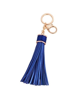 ZOONAI Women Leather Tassels Keychain Car Circle Key Rings Gift Bag Hanging Buckle