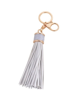 ZOONAI Women Leather Tassels Keychain Car Circle Key Rings Gift Bag Hanging Buckle