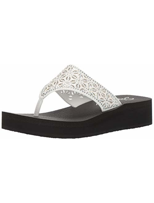 Skechers Women's Vinyasa-Glass Star-Laser Cut Rhinestone Flip Flop