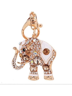 Reizteko Lucky Elephant Colorful Opal Rhinestone Plating Women Car/Bag Elephant Keychain Purse Charm