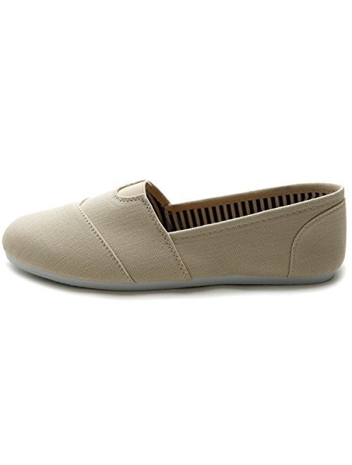 Ollio Women's Shoe Slip on Sneaker Canvas Flat