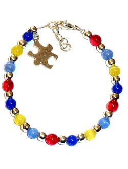 Hidden Hollow Beads Autism Awareness Bracelet, Adult Size, Comes Packaged