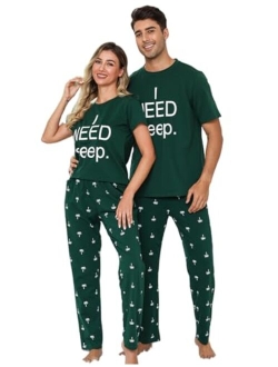 EISHOPEER Women's Pajama Set Cute Printed Cotton Top and Pants Sleepwear Pjs Sets