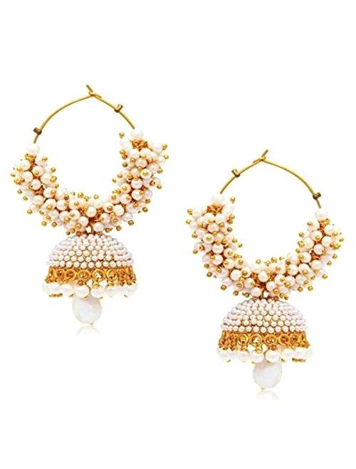 Crunchy Fashion Bollywood Stylish Traditional Indian Jewelry Meenakari Jhumka Earrings for Women