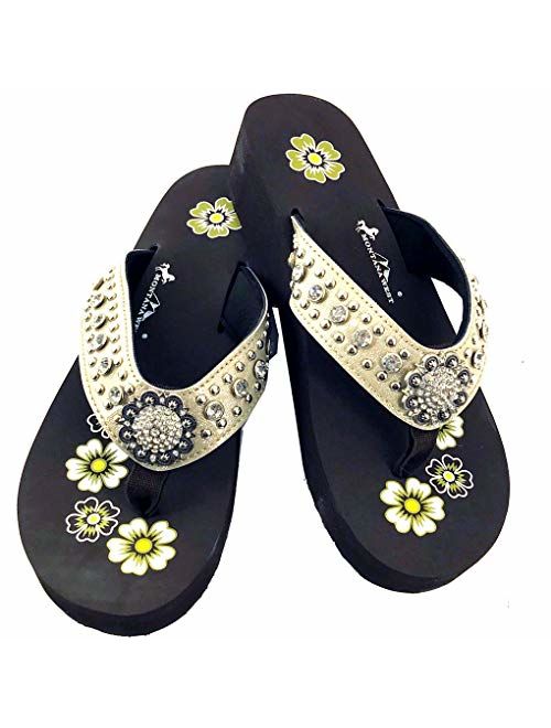 Montana West Women's Hand Beaded Flip Flop Sandals