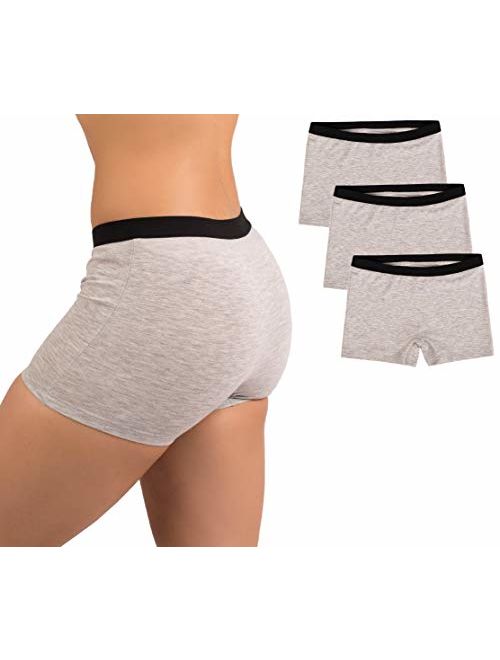 EVARI Women's Boyshort Panties Comfortable Cotton Underwear Pack of 5 OR Pack of 2 OR Pack of 3