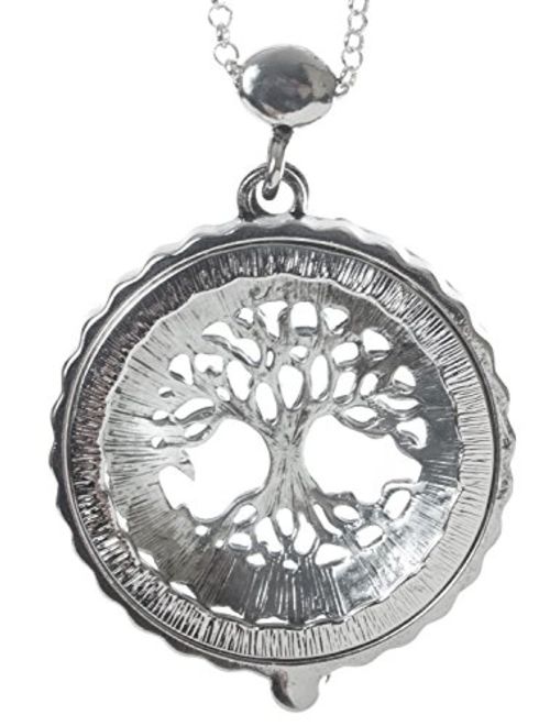 Artisan Owl Tree of Life 4X Magnifier Magnifying Glass Sliding Top Magnet Pendant Necklace, 30"