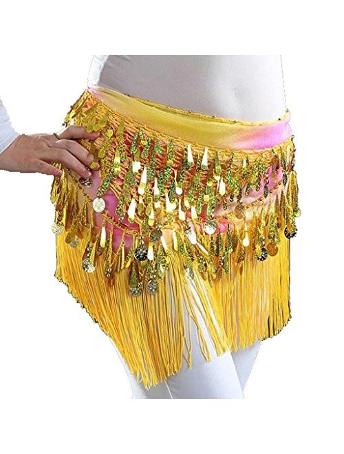 MUNAFIE Belly Dancing Belt Colorful Waist Belly Dance Hip Scarf Belt Triangle Skirt