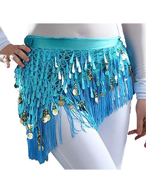 MUNAFIE Belly Dancing Belt Colorful Waist Belly Dance Hip Scarf Belt Triangle Skirt