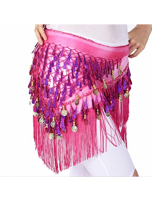 MUNAFIE Belly Dancing Belt Colorful Waist Belly Dance Hip Scarf Belt Triangle Skirt