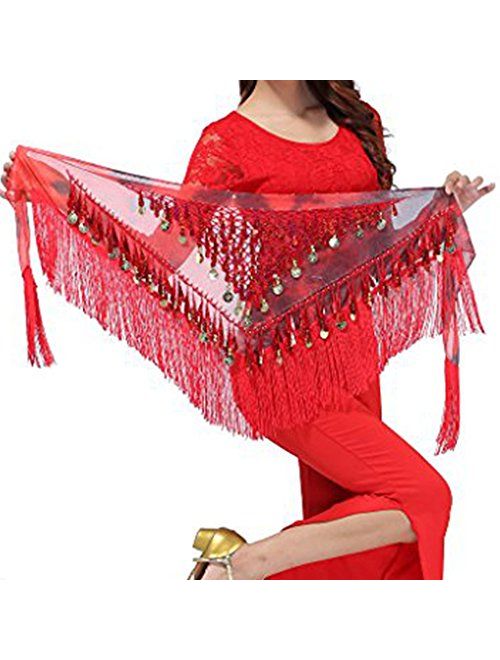 MUNAFIE Belly Dancing Belt Colorful Waist Belly Dance Hip Scarf Belt Triangle Skirt