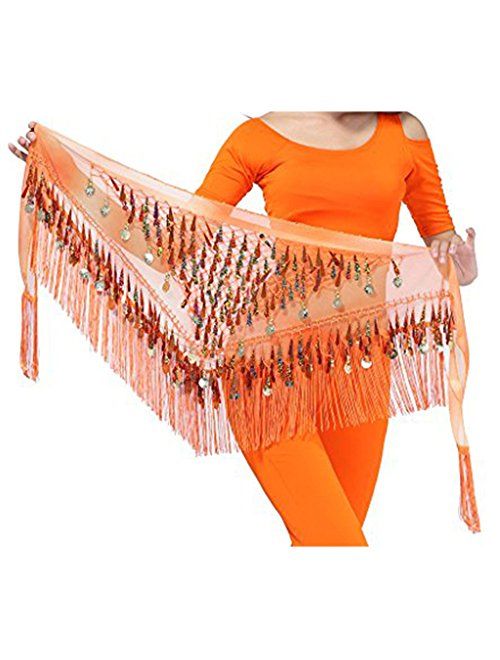 MUNAFIE Belly Dancing Belt Colorful Waist Belly Dance Hip Scarf Belt Triangle Skirt