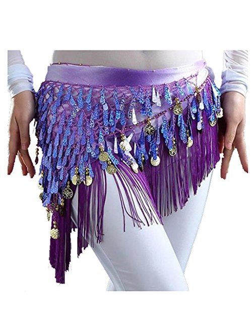 MUNAFIE Belly Dancing Belt Colorful Waist Belly Dance Hip Scarf Belt Triangle Skirt