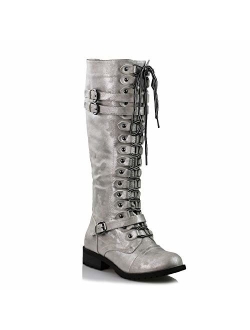 WEST Coast Women's Knee High Riding Boots Lace Up Buckles Winter Combat Boots