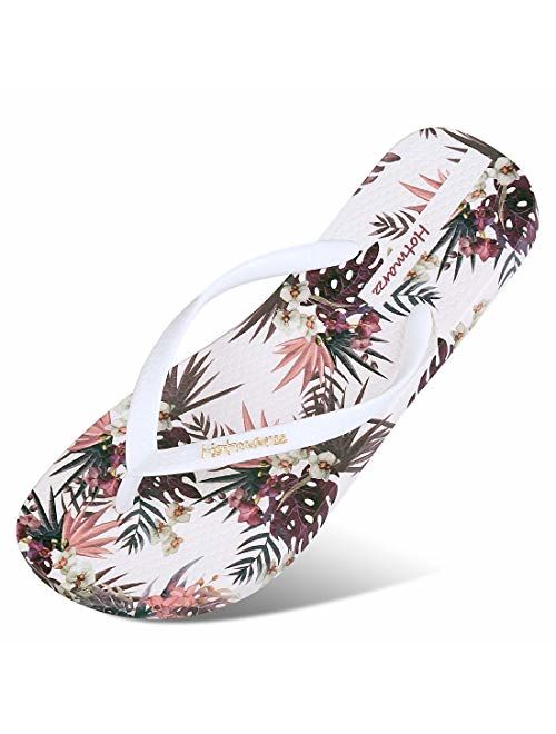 Hotmarzz Women's Flip Flops Bohemia Floral Print Sandals Beach Slippers